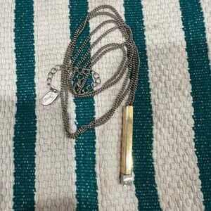 Alexa's Angels Vertical Bar Pendant Necklace Gold Silver Tone Minimalist Metal